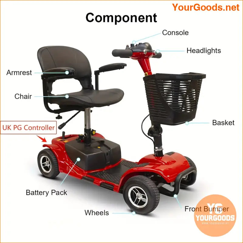 Compact 24V 12Ah High Performance 4Wheel Electric Scooter - YourGoods Online Shop