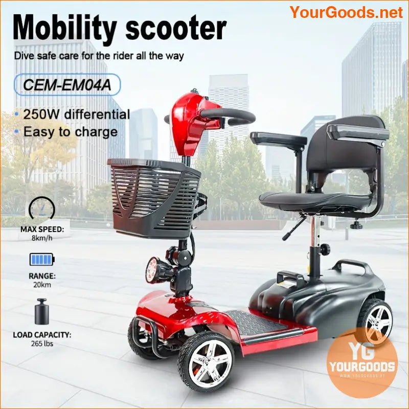 Compact 4 Wheel Mobility Scooter 24V 250W 330lb Capacity - YourGoods Online Shop