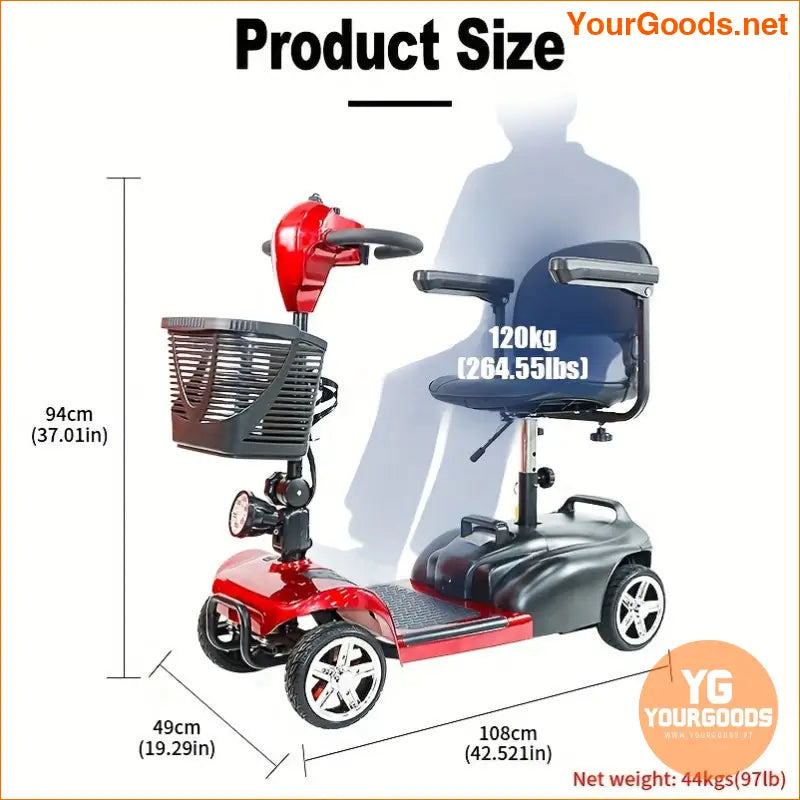 Compact 4 Wheel Mobility Scooter 24V 250W 330lb Capacity - YourGoods Online Shop