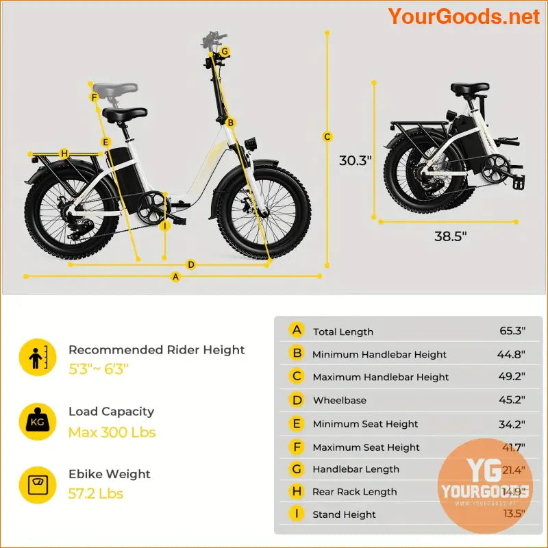 Compact 750W Foldable EBike with 48V Battery Fat Tires - YourGoods Online Shop