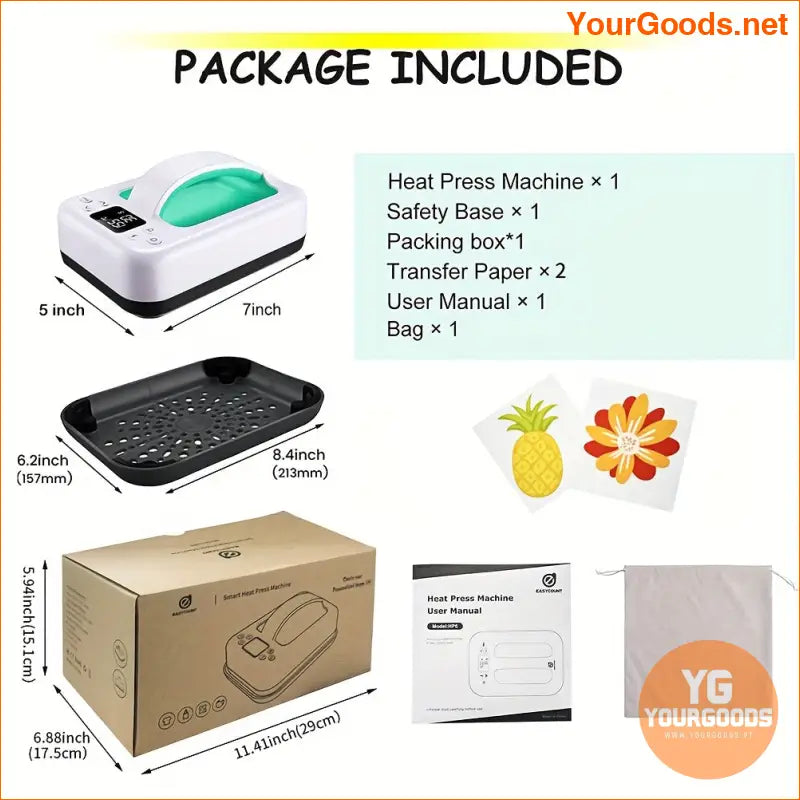 Compact 7x5 Heat Press Machine for HTV Sublimation - YourGoods Online Shop