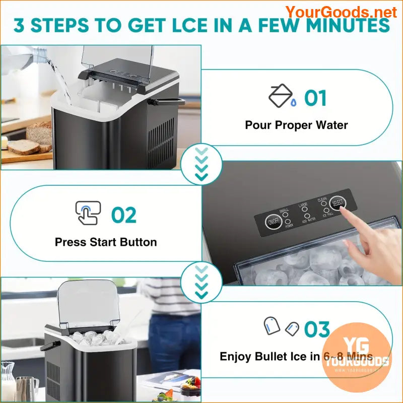 Compact Fast Ice Maker 265lbsDay SelfCleaning - YourGoods Online Shop