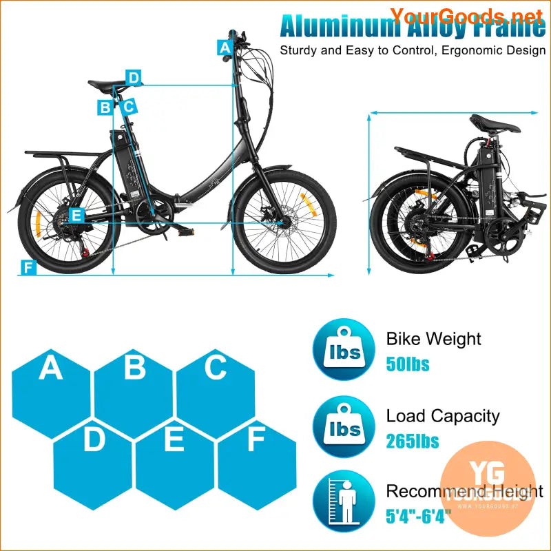 Compact Foldable Electric Bike 350W Motor 20mph - YourGoods Online Shop