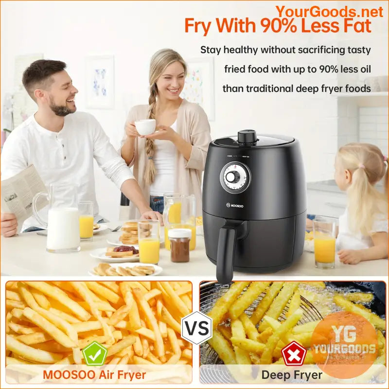 Compact MOOSOO Air Fryer with 50 Liners 100 Recipes - YourGoods Online Shop