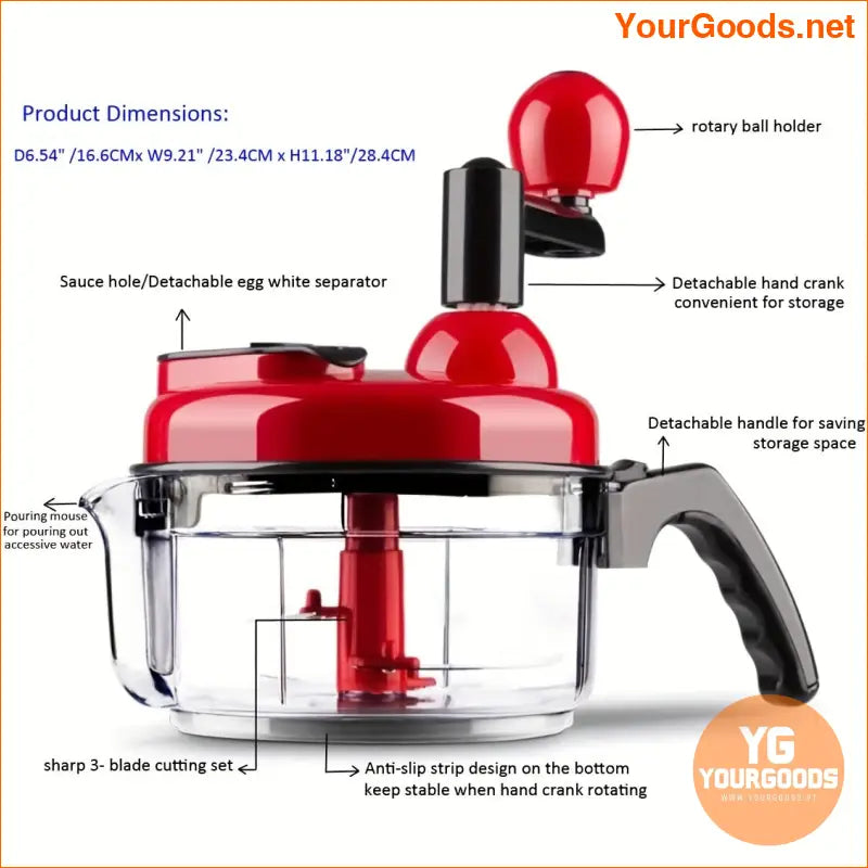 Compact MultiFunctional Manual Vegetable Chopper Mixer