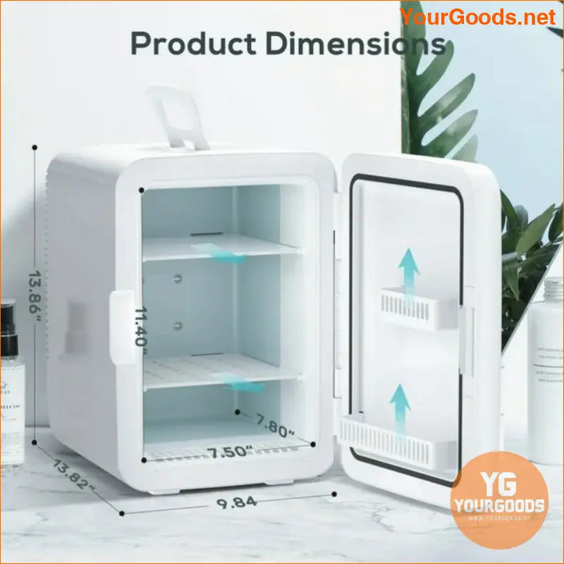 10L Compact Portable Mini Fridge White Glass Front - YourGoods Online Shop