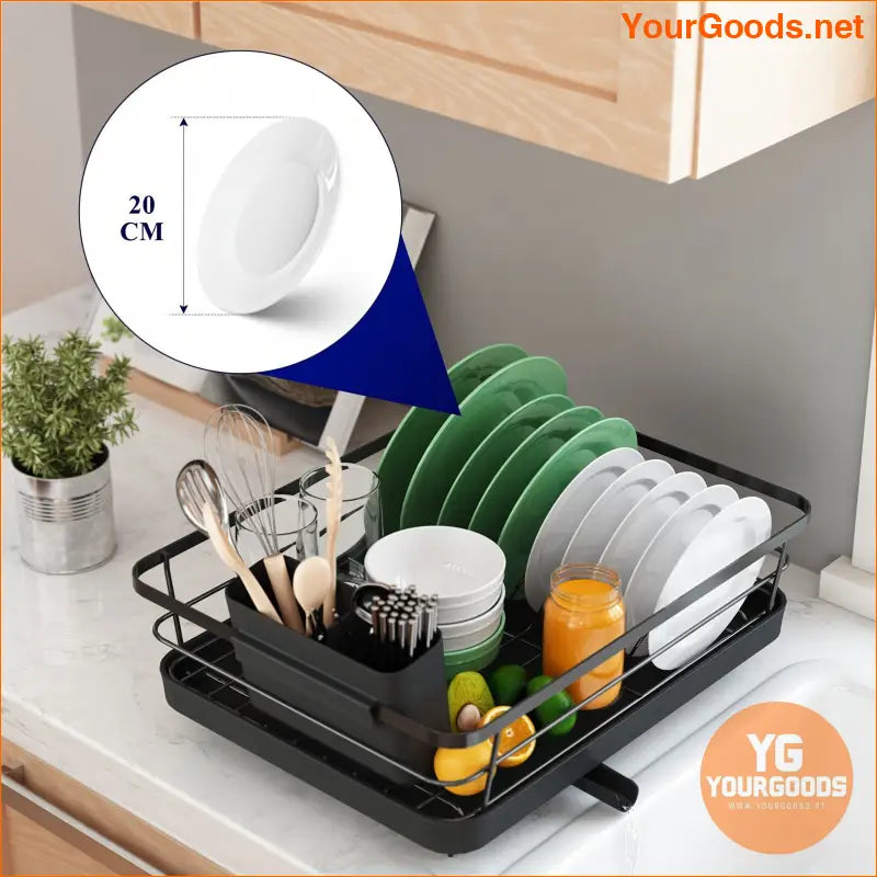 Compact Stainless Steel Dish Rack with Cutlery Holder - YourGoods Online Shop