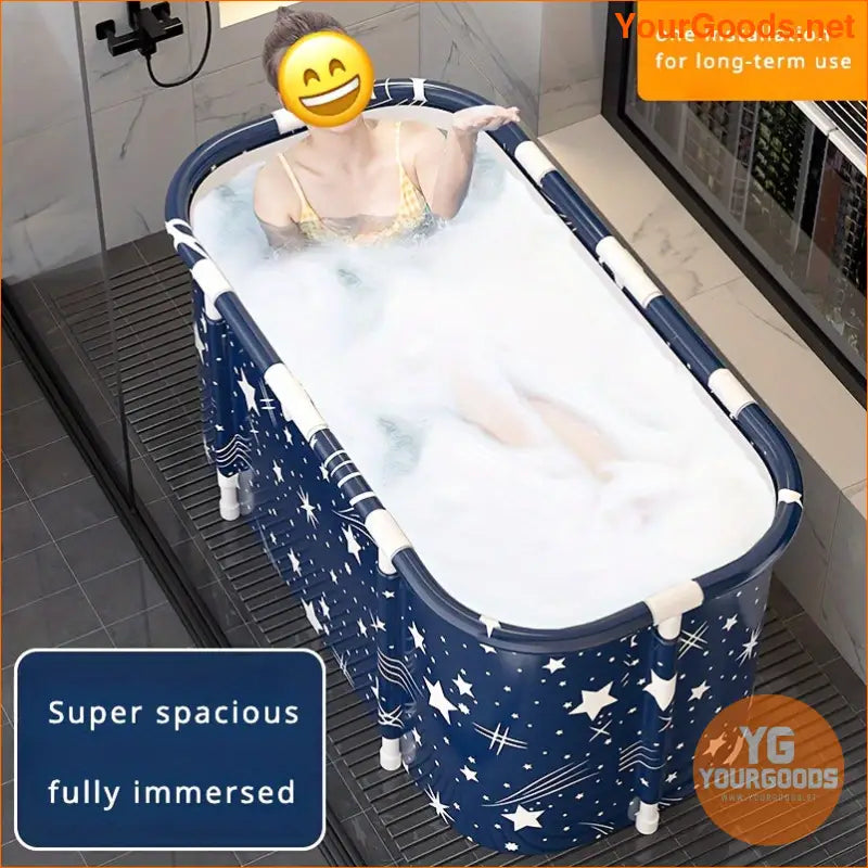 Compact Starry Folding Bathtub with Backrest for Home Spa, Ideal for Small Bathrooms - YourGoods Online Shop