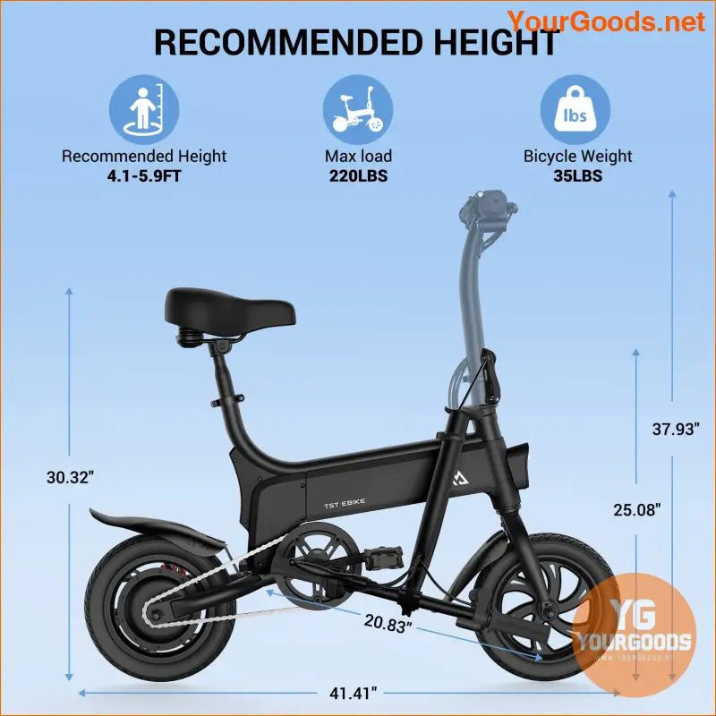 Compact TST Mini Electric Bike 15 Mile Range 300W Motor - YourGoods Online Shop