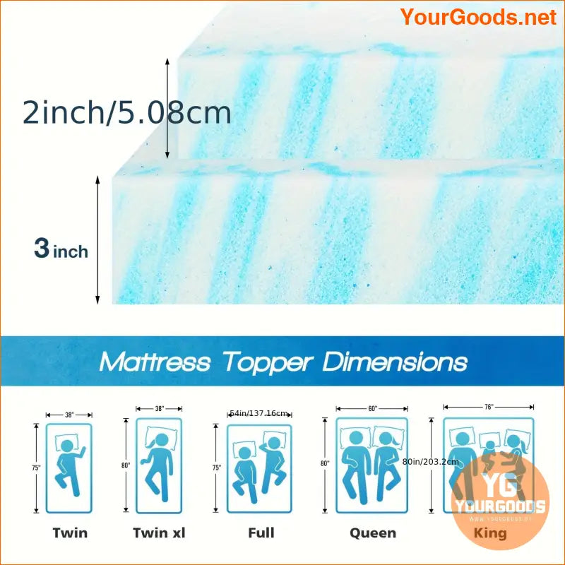 Cooling Gel Memory Foam Mattress Topper 3 Thick - YourGoods Online Shop