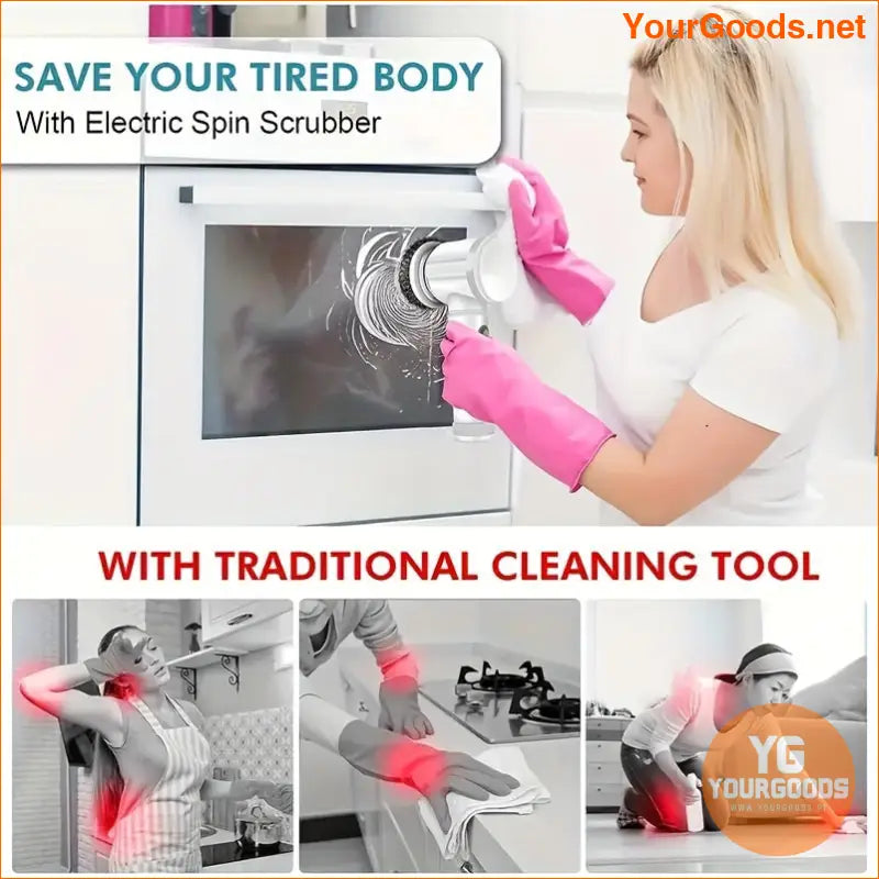 Cordless 360 Rotating Electric Scrubber with 5 Heads - YourGoods Online Shop