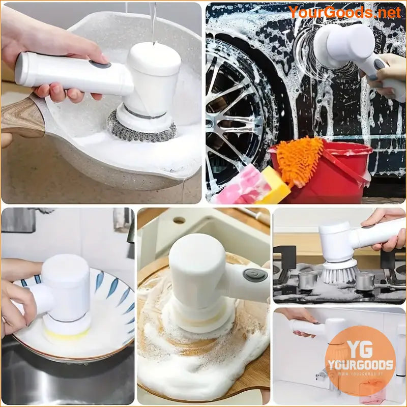 Cordless 360 Rotating Electric Scrubber with 5 Heads - YourGoods Online Shop