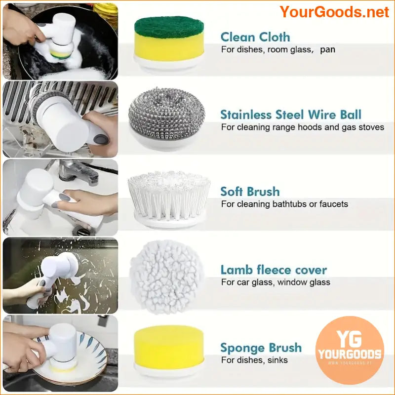 Cordless 360 Rotating Electric Scrubber with 5 Heads - YourGoods Online Shop