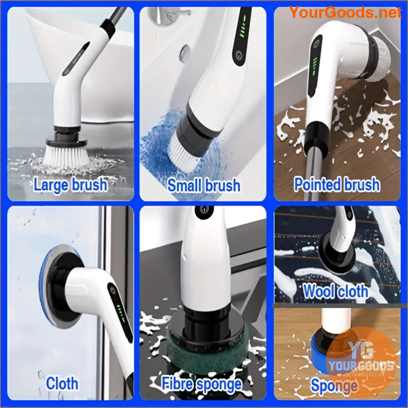 Cordless Electric Rotary Cleaner with 7 Brushes Telescopic Handle - YourGoods Online Shop