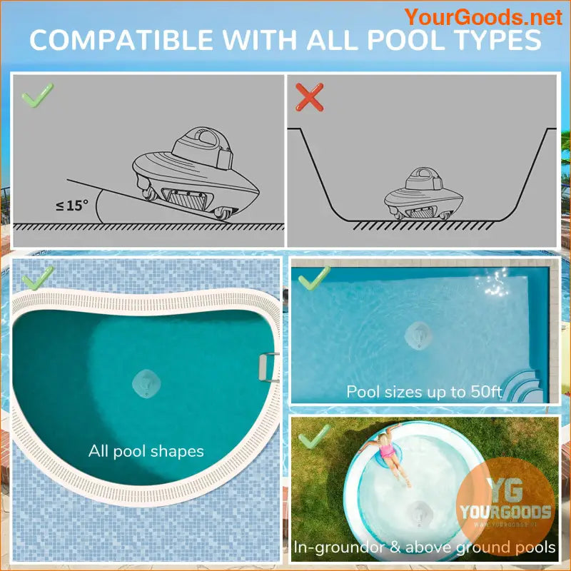 Cordless Robotic Pool Cleaner Grennix Automatic Vacuum - YourGoods Online Shop