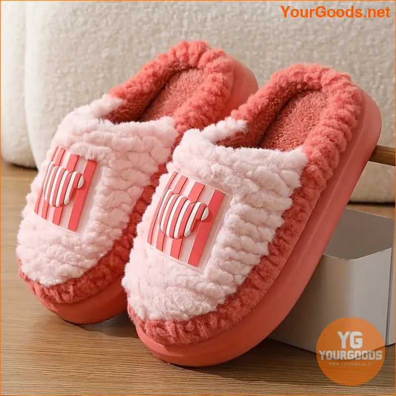 Cozy Colorblock Fluffy Slippers Warm NonSlip Plush Lined - YourGoods Online Shop