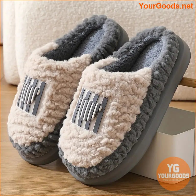 Cozy Colorblock Fluffy Slippers Warm NonSlip Plush Lined - YourGoods Online Shop