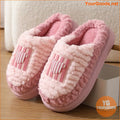 Cozy Colorblock Fluffy Slippers Warm NonSlip Plush Lined - YourGoods Online Shop