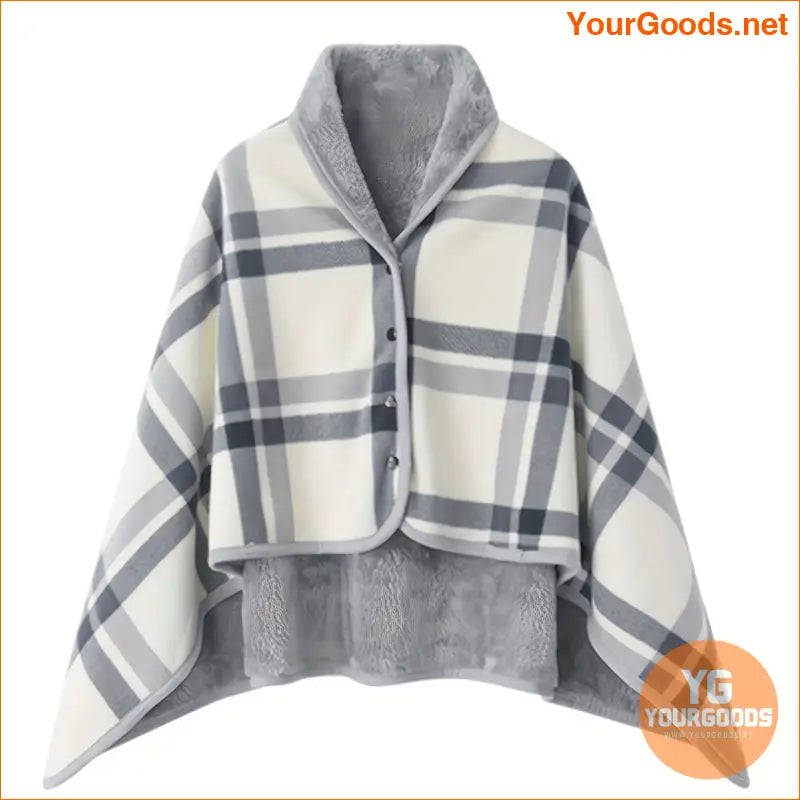 Cozy DoubleLayer Plaid Shawl Blanket Wearable Multifunctional - YourGoods Online Shop