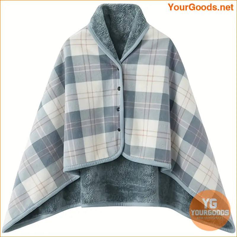 Cozy DoubleLayer Plaid Shawl Blanket Wearable Multifunctional - YourGoods Online Shop