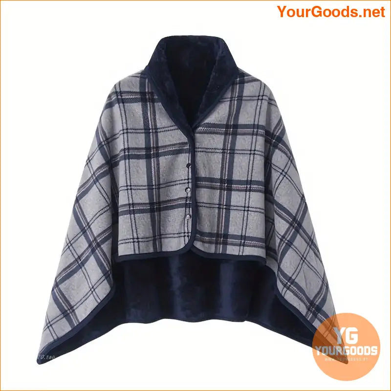 Cozy DoubleLayer Plaid Shawl Blanket Wearable Multifunctional - YourGoods Online Shop