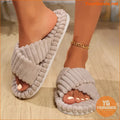 Cozy Fuzzy Crisscross Plush OpenToe Slippers - YourGoods Online Shop