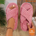 Cozy Fuzzy Crisscross Plush OpenToe Slippers - YourGoods Online Shop