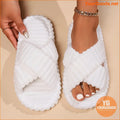 Cozy Fuzzy Crisscross Plush OpenToe Slippers - YourGoods Online Shop