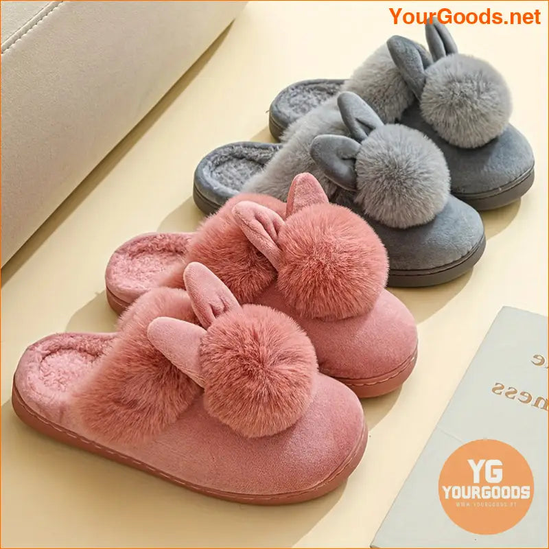 Cozy Plush Rabbit Slippers Warm Washable NonSlip - YourGoods Online Shop