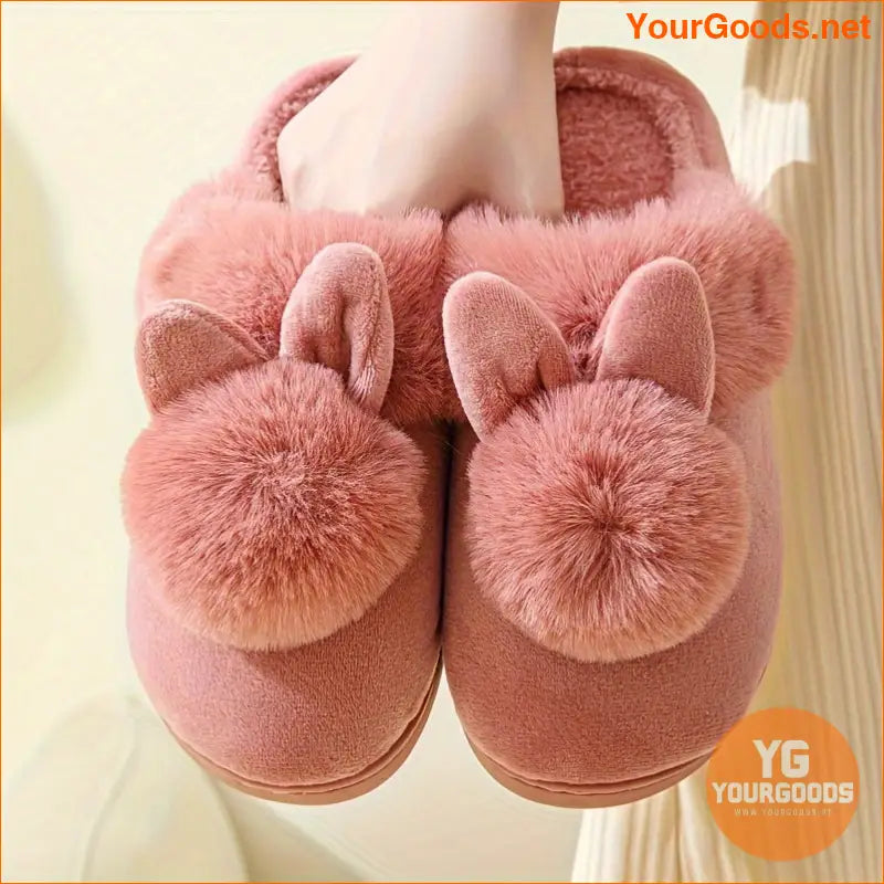 Cozy Plush Rabbit Slippers Warm Washable NonSlip - YourGoods Online Shop