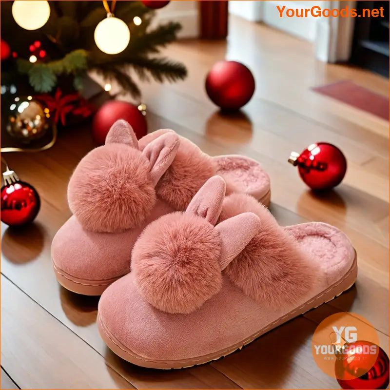 Cozy Plush Rabbit Slippers Warm Washable NonSlip - YourGoods Online Shop