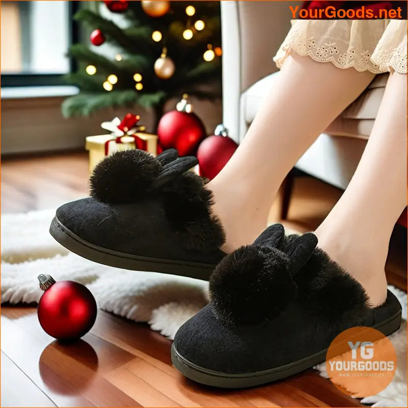 Cozy Plush Rabbit Slippers Warm Washable NonSlip - YourGoods Online Shop