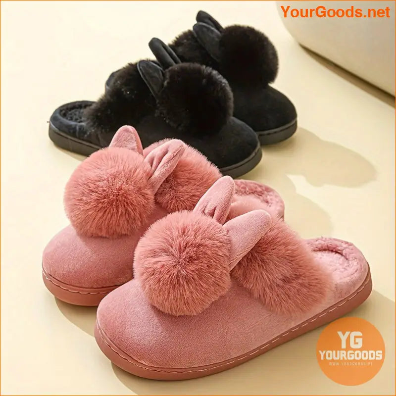 Cozy Plush Rabbit Slippers Warm Washable NonSlip - YourGoods Online Shop