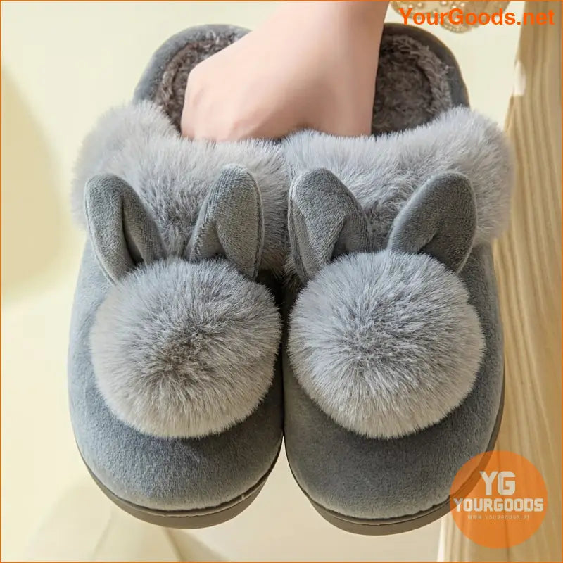 Cozy Plush Rabbit Slippers Warm Washable NonSlip - YourGoods Online Shop