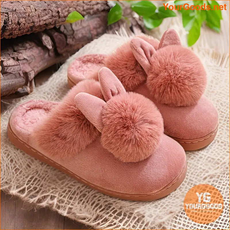 Cozy Plush Rabbit Slippers Warm Washable NonSlip - YourGoods Online Shop