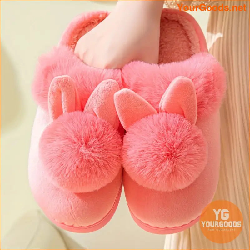 Cozy Plush Rabbit Slippers Warm Washable NonSlip - YourGoods Online Shop