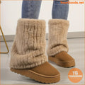 Cozy PlushLined Mid Calf Winter Boots SlipOn Comfort - YourGoods Online Shop