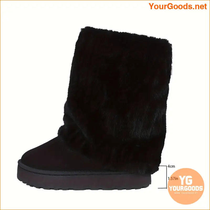 Cozy PlushLined Mid Calf Winter Boots SlipOn Comfort - YourGoods Online Shop