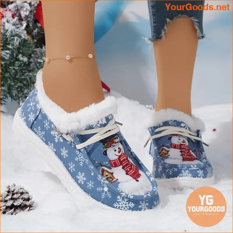 Cozy Snowflake Snowman Thermal Womens Winter Shoes - YourGoods Online Shop