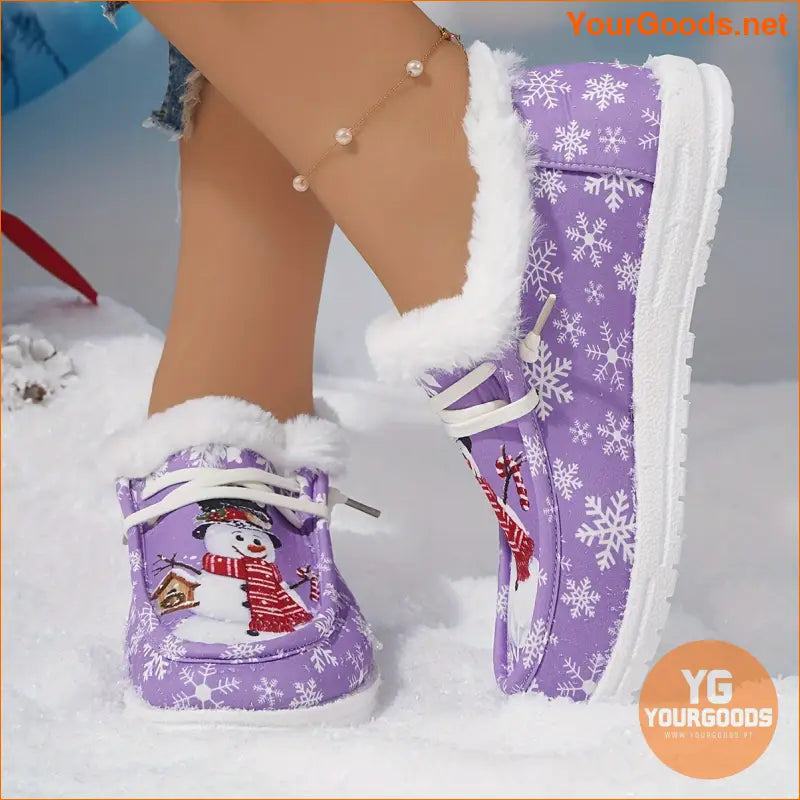 Cozy Snowflake Snowman Thermal Womens Winter Shoes - YourGoods Online Shop