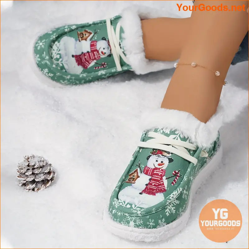 Cozy Snowflake Snowman Thermal Womens Winter Shoes - YourGoods Online Shop