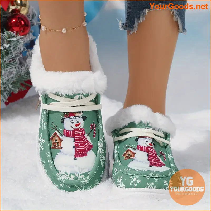 Cozy Snowflake Snowman Thermal Womens Winter Shoes - YourGoods Online Shop