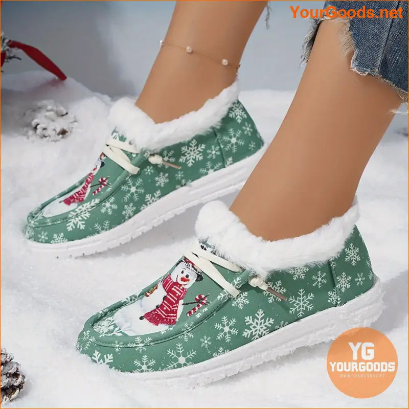 Cozy Snowflake Snowman Thermal Womens Winter Shoes - YourGoods Online Shop