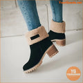 Cozy Winter Chunky Heel Boots Plush Lined Warm Comfy - YourGoods Online Shop