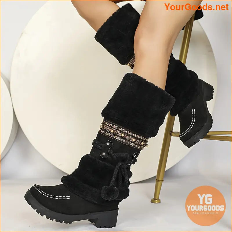 Cozy Winter Womens MidCalf PomPom Snow Boots - YourGoods Online Shop