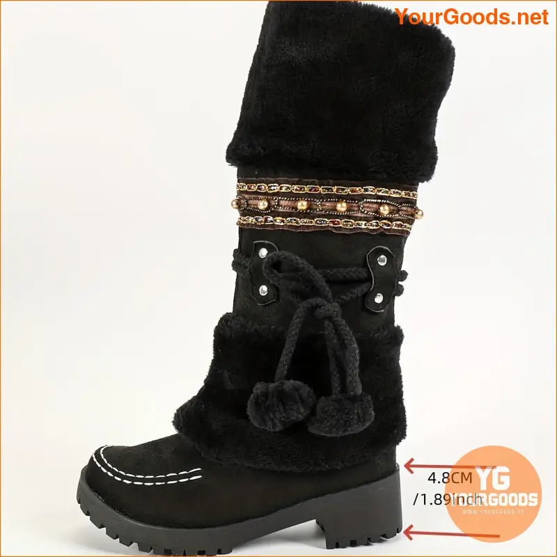 Cozy Winter Womens MidCalf PomPom Snow Boots - YourGoods Online Shop