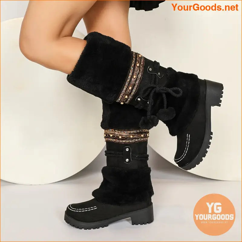 Cozy Winter Womens MidCalf PomPom Snow Boots - YourGoods Online Shop