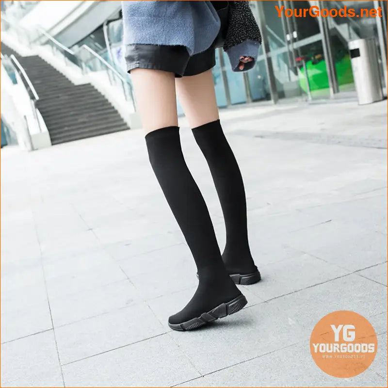 Cozy Womens Over The Knee Wedge Knit Boots - YourGoods Online Shop