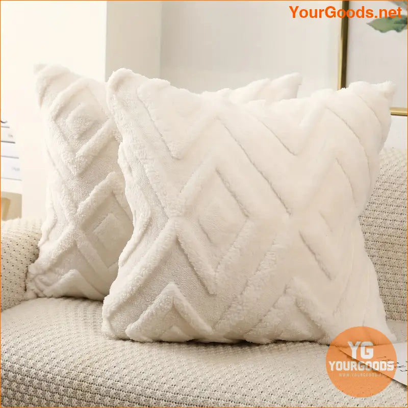 Cream White Snowflake Velvet Pillow Covers 2PCS - YourGoods Online Shop