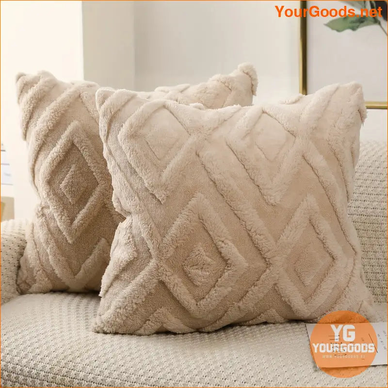 Cream White Snowflake Velvet Pillow Covers 2PCS - YourGoods Online Shop